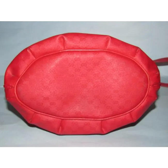 Gucci Vintage Red Small G Logo Coated Canvas And Leather Satchel