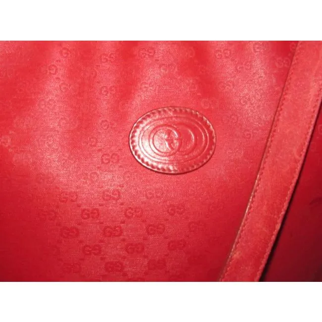 Gucci Vintage Red Small G Logo Coated Canvas And Leather Satchel