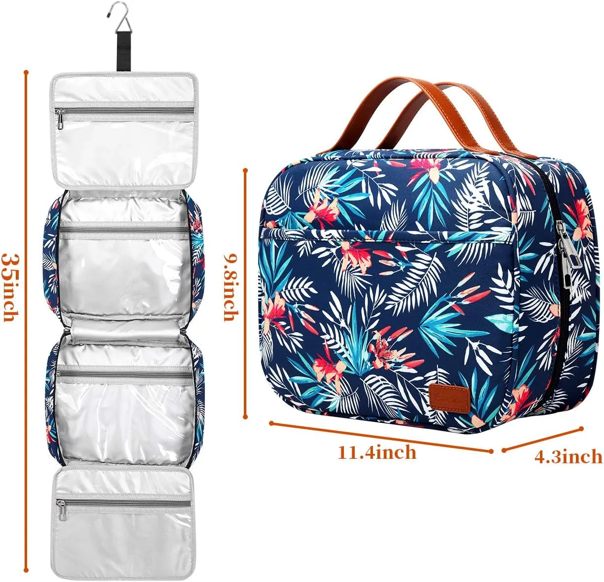 Hanging Travel Toiletry Bag,Large Capacity Cosmetic Travel Toiletry Organizer for Women with 4 Compartments & 1 Sturdy Hook,Perfect for Travel/Daily Use/Christmas