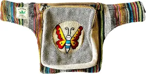 Hemp Fanny Pack Money Belt Bag Made from Pure & Natural Organic Hemp Fabric | Uniquely Handwoven in Nepal | Unisex Bohemian Travel Bag - Handmade In Everest Country Nepal