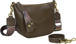 HESHE Leather Crossbody Bags for Women Soft Hobo Purses Stylish Satchel Bags Boho Shoulder Handbags with Wide Strap