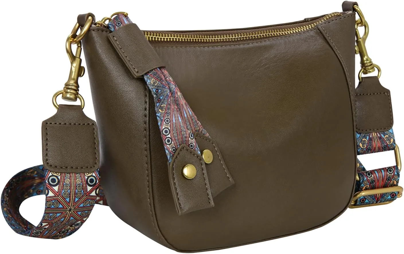 HESHE Leather Crossbody Bags for Women Soft Hobo Purses Stylish Satchel Bags Boho Shoulder Handbags with Wide Strap