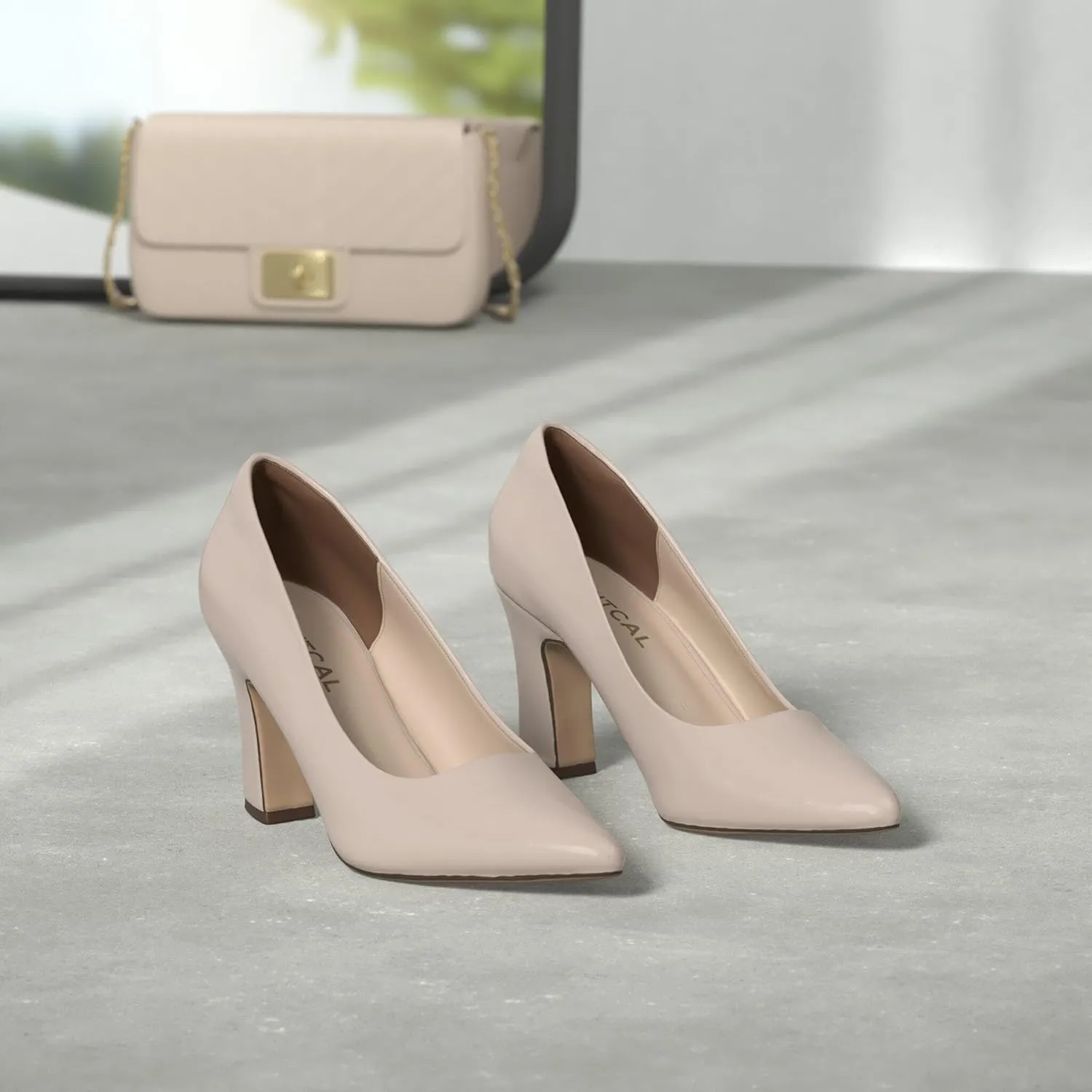 HHTCAL Closed Pointed Toe Chunky Block Heel Pumps High Heels for Women Sexy Elegant Formal Work Office Ladies Dress Shoes