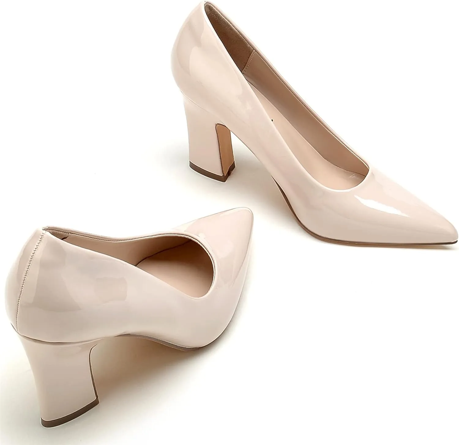HHTCAL Closed Pointed Toe Chunky Block Heel Pumps High Heels for Women Sexy Elegant Formal Work Office Ladies Dress Shoes
