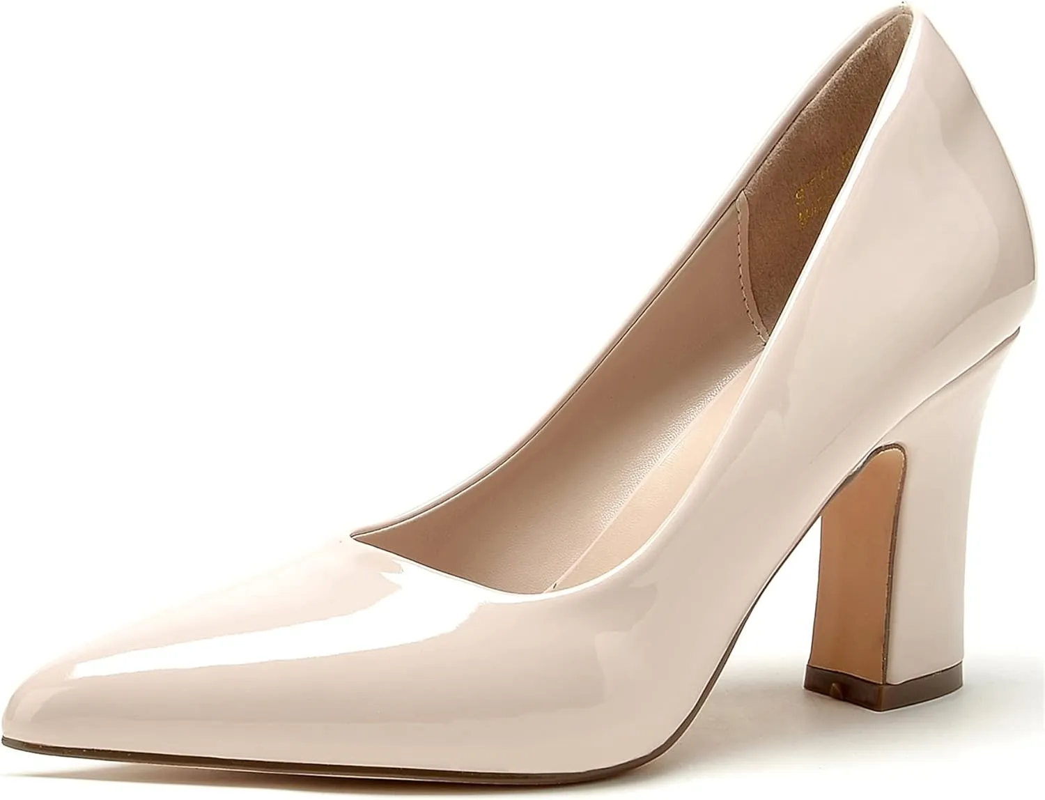 HHTCAL Closed Pointed Toe Chunky Block Heel Pumps High Heels for Women Sexy Elegant Formal Work Office Ladies Dress Shoes