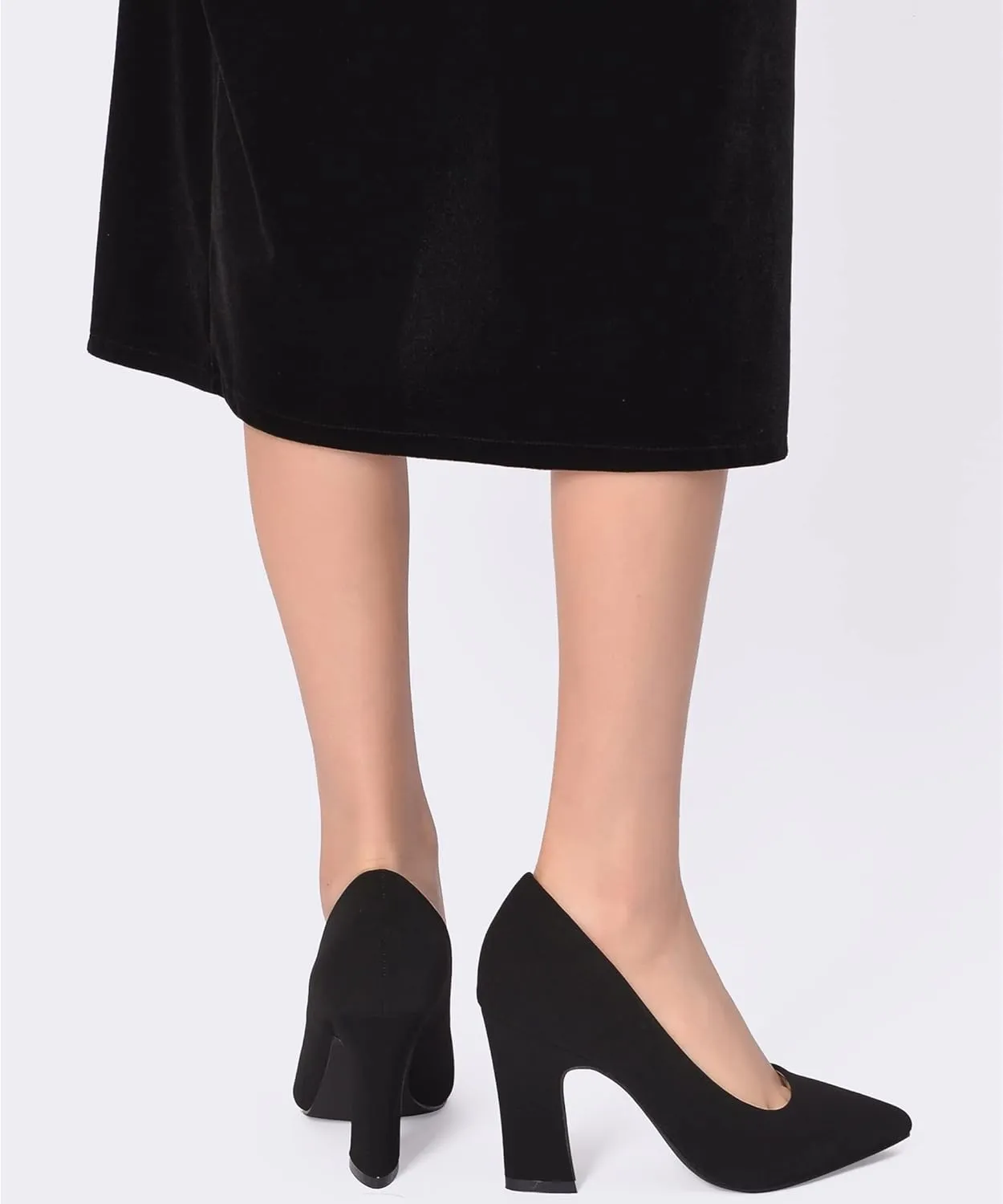 HHTCAL Closed Pointed Toe Chunky Block Heel Pumps High Heels for Women Sexy Elegant Formal Work Office Ladies Dress Shoes