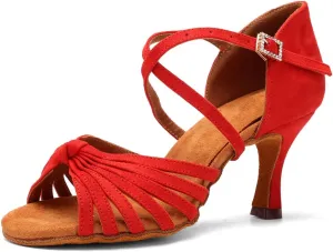 HIPPOSEUS Women's Latin Dance Shoes Ballroom Salsa Practice Dancing Shoes 3inch Heel Suede Sole