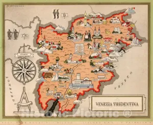 Historic Map : Italy, Guide Book, Venezia Tridentina. 1938, Vintage Wall Art : 24in x 20in