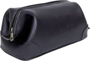 HLC Leather Toiletry Bag for Men - Best Gift for Men - Premium Genuine Leather Dopp Kit Shaving Kit Organizer Travel Kit Pouch Bag for Men - Large Size (Black)