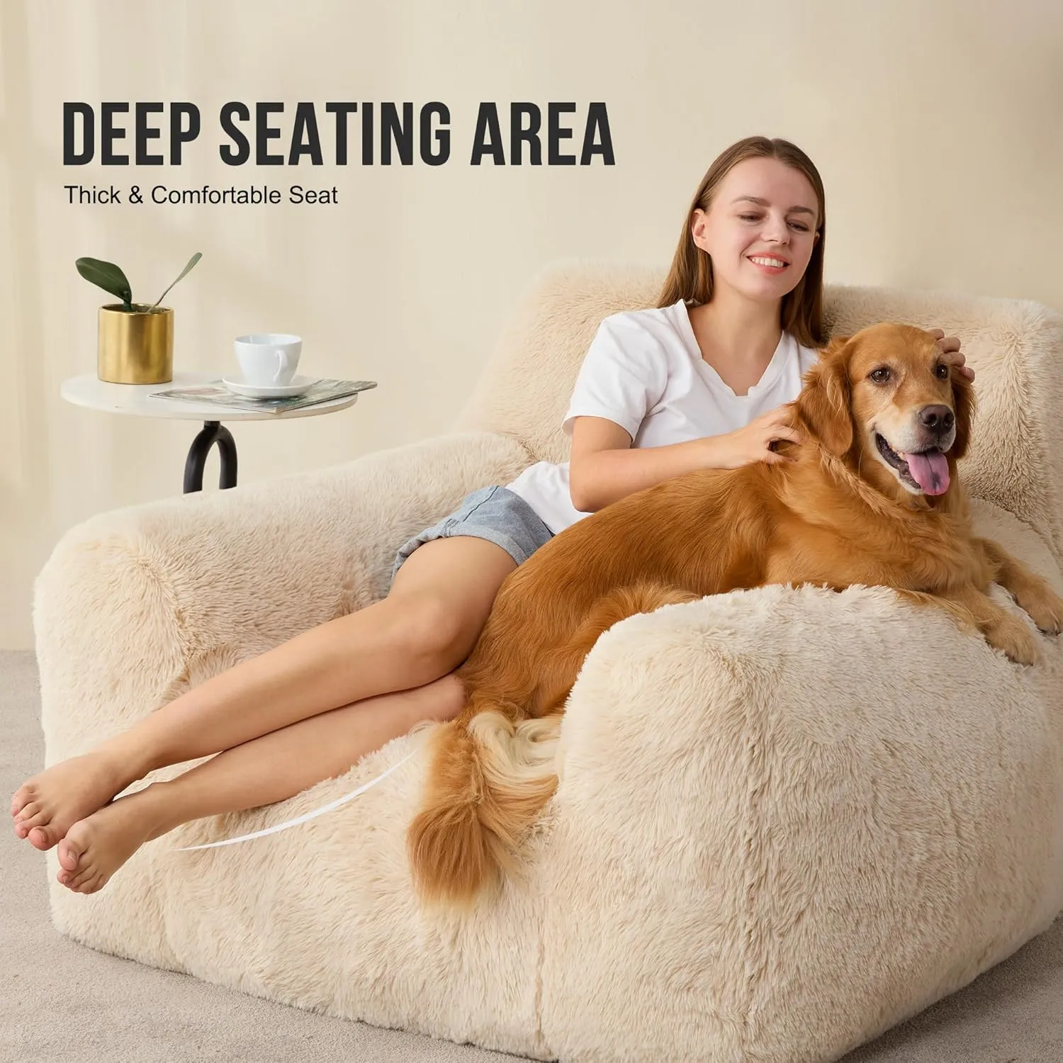 Hobestluk Bean Bag Chair Giant Bean Bag Chairs for Adults, Bean Bag Sofa Chair with Armrests, Oversize Beanbag Couch Comfy Chair for Bedroom, Living Room, Dorm and Office