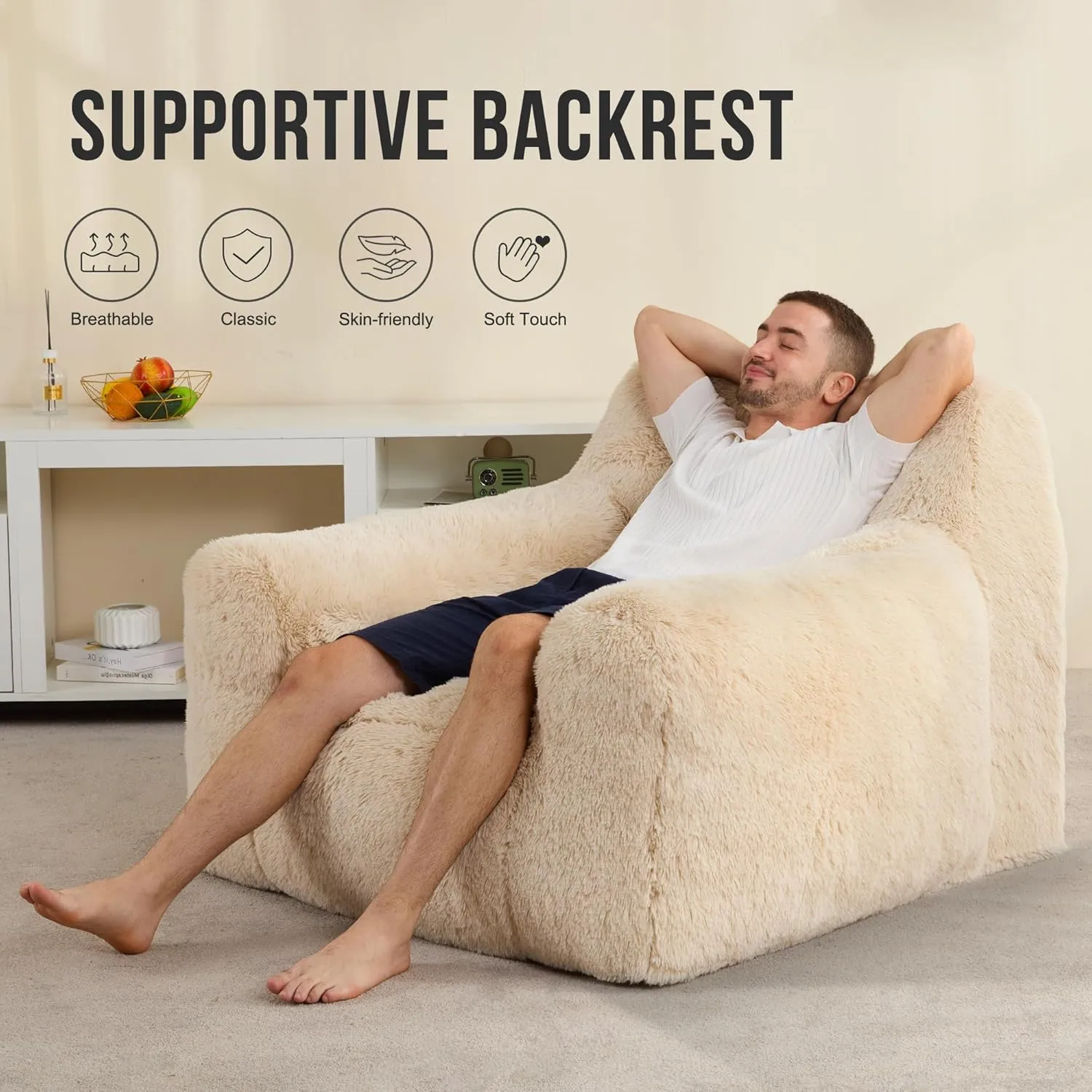 Hobestluk Bean Bag Chair Giant Bean Bag Chairs for Adults, Bean Bag Sofa Chair with Armrests, Oversize Beanbag Couch Comfy Chair for Bedroom, Living Room, Dorm and Office