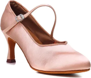 HROYL Ballroom Dance Shoes Women Low heel Colsed Toe Satin Latin Salsa Batchata Social Ballroom Dancing Pumps