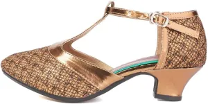 HROYL Womens Closed Toe Sparkling Glitter Salsa Bachata Ballroom Heels Modern Latin Dance Shoes,DY309