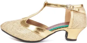 HROYL Womens Closed Toe Sparkling Glitter Salsa Bachata Ballroom Heels Modern Latin Dance Shoes,DY309