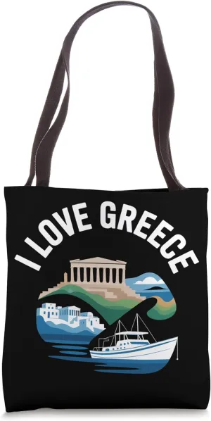 I Love Greece Scenic Views Iconic Landmarks Tote Bag