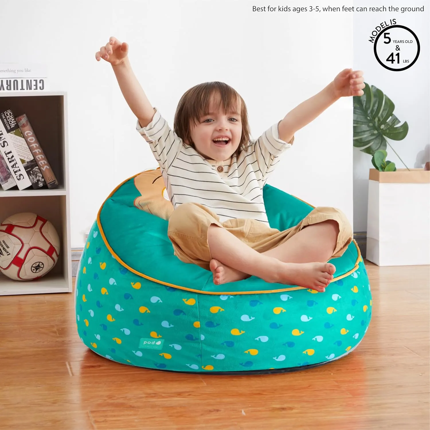 Idea Nuova Cocomelon Hillside by pod Kids Plush Bean Bag Chair, 24"x24"x25,Ages 3 