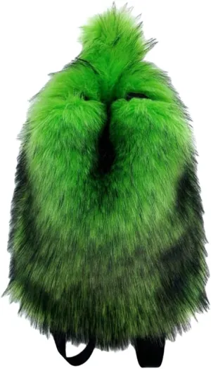 ikasus Furry Daypack Plush Shoulder Bag Women Small Faux Fur Backpack for Women Fuzzy Bags Backpack Plush Bag Travel, Fluorescent Green
