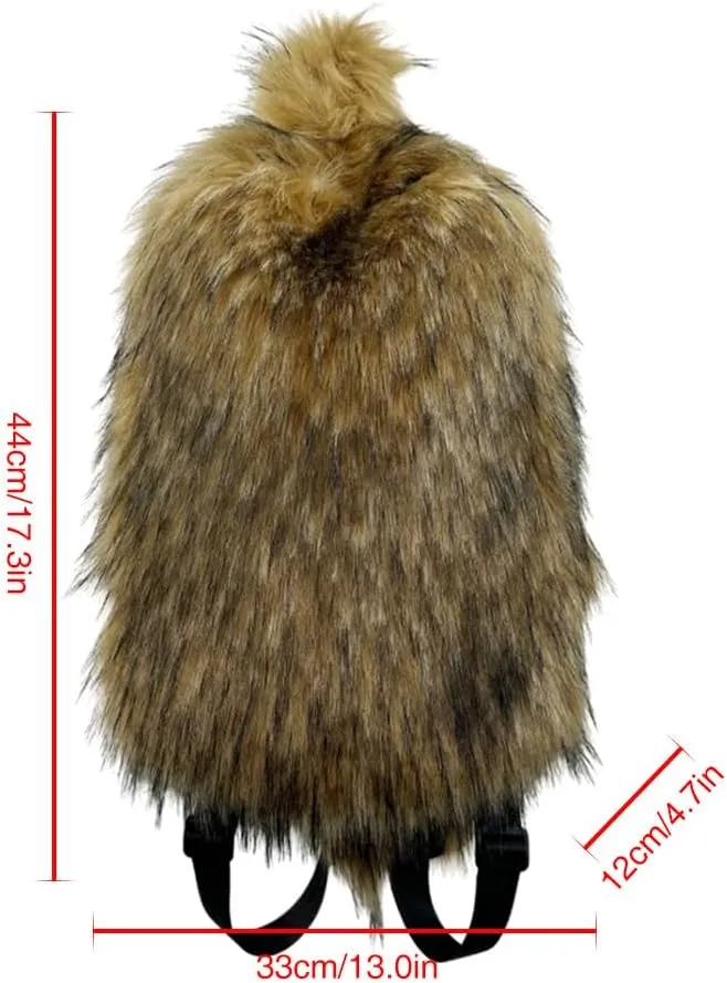ikasus Furry Daypack Plush Shoulder Bag Women Small Faux Fur Backpack for Women Fuzzy Bags Backpack Plush Bag Travel, Fluorescent Green