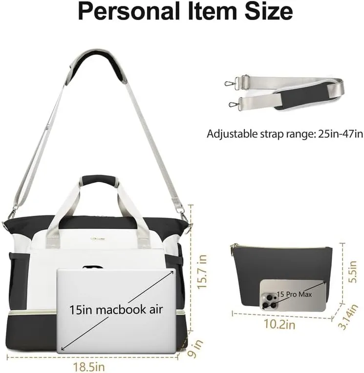 Initials Travel Bag for Women, Personalized Gym Bag with Shoes Compartment, Travel Duffel Bag with USB Charging Port, Weekender Overnight Bag for Women, Travel, Gym, Yoga Beige - A