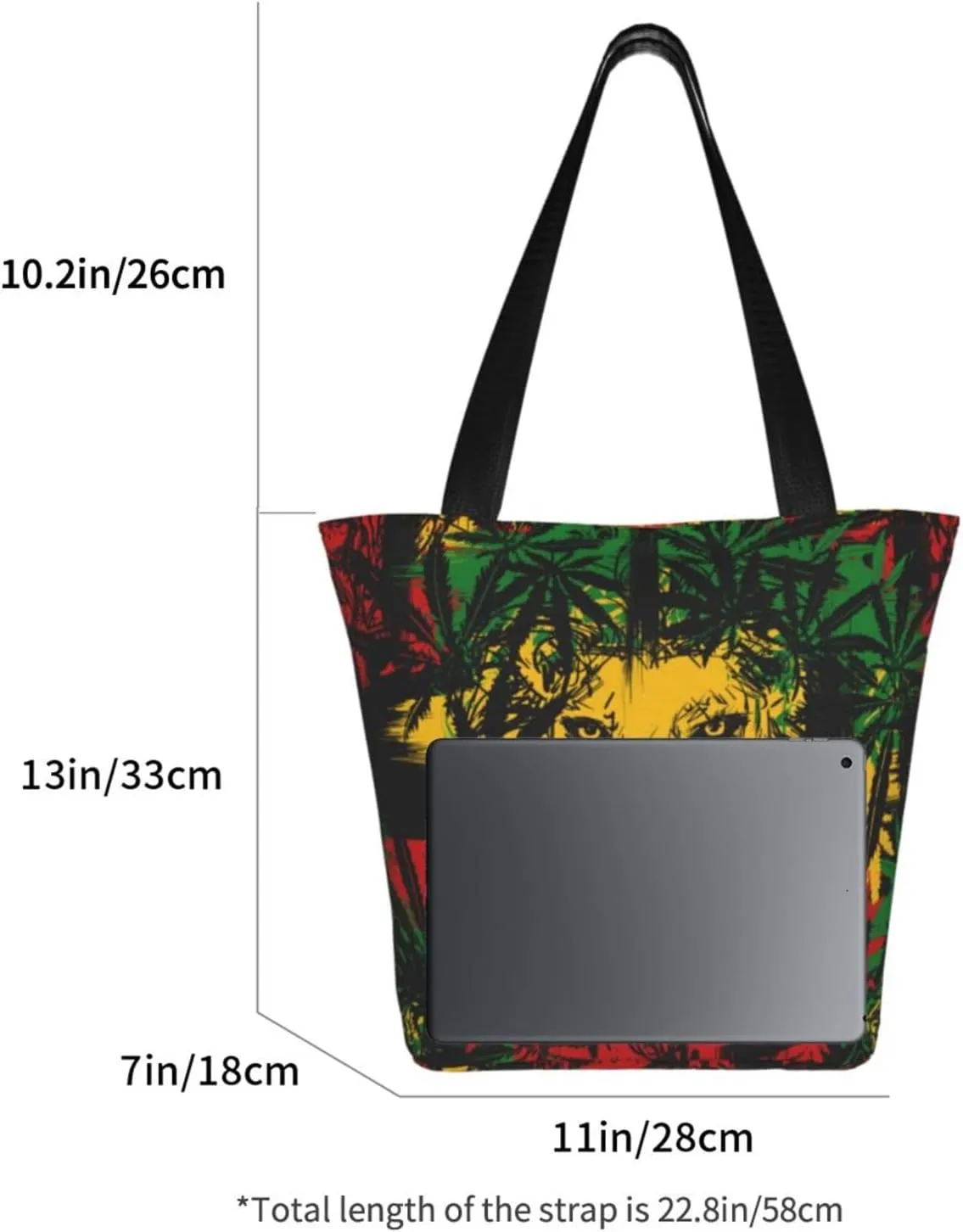 Jamaican Rasta Reggae Judah Lion Women's Tote Bag Shoulder Bag Shopping Handbag Large Capacity Handbag With Zipper