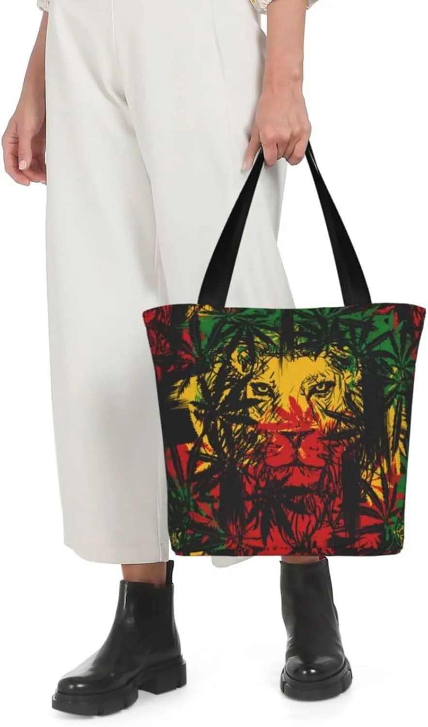 Jamaican Rasta Reggae Judah Lion Women's Tote Bag Shoulder Bag Shopping Handbag Large Capacity Handbag With Zipper