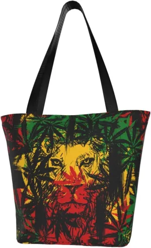 Jamaican Rasta Reggae Judah Lion Women's Tote Bag Shoulder Bag Shopping Handbag Large Capacity Handbag With Zipper
