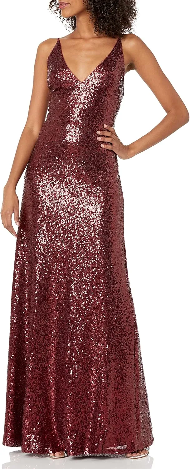 Jenny Yoo Women's Celia Modern Spaghetti Strap Sequin Tulle Dress