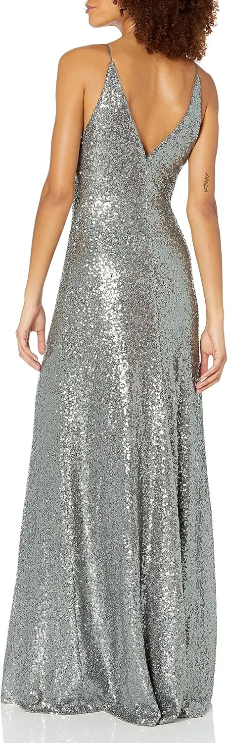 Jenny Yoo Women's Celia Modern Spaghetti Strap Sequin Tulle Dress