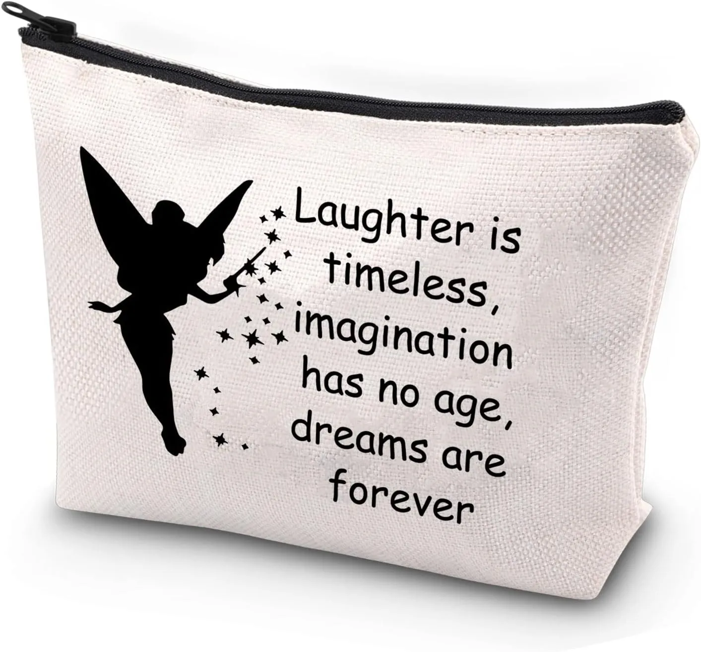 JYTAPP Faily Cartoon Tales Makeup Bag Fairy Bell Gift Laughter is Timeless Imagination Has No Age Cosmetic Bag Fairy Gifts for Women Travel Makeup Bag Fairy Inspired Gift for Fans