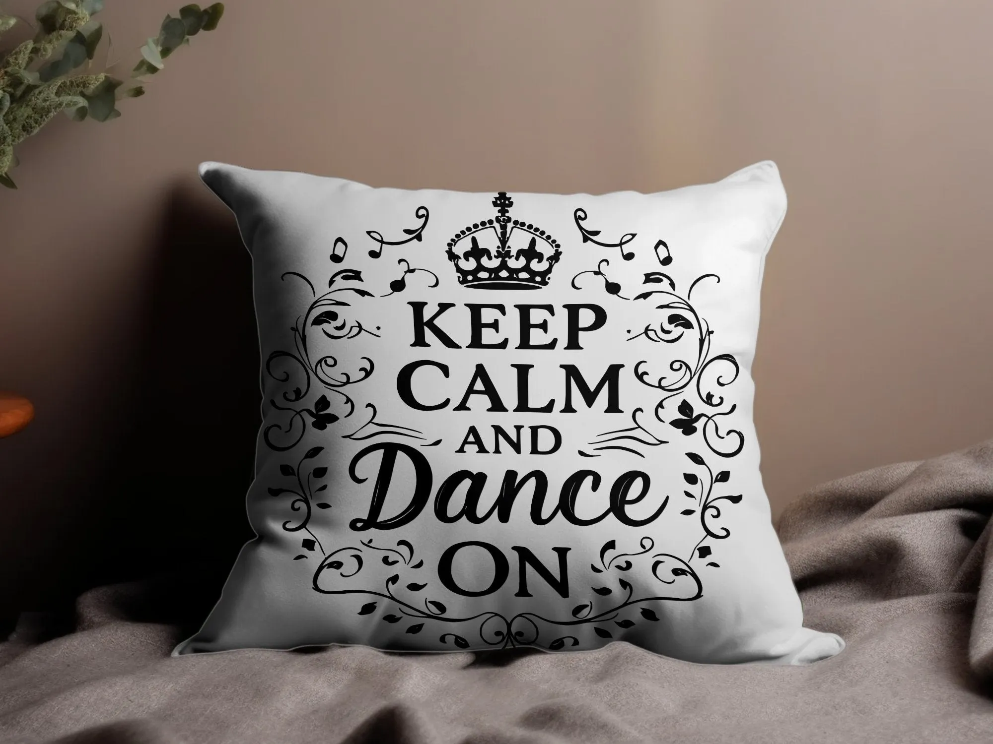 Keep Calm and Dance On Pillow Cover, Motivational Decorative Throw Pillow Cover, Dance Lover Gift, Home Decor Pillow Cover, Inspirational Pillow Cover