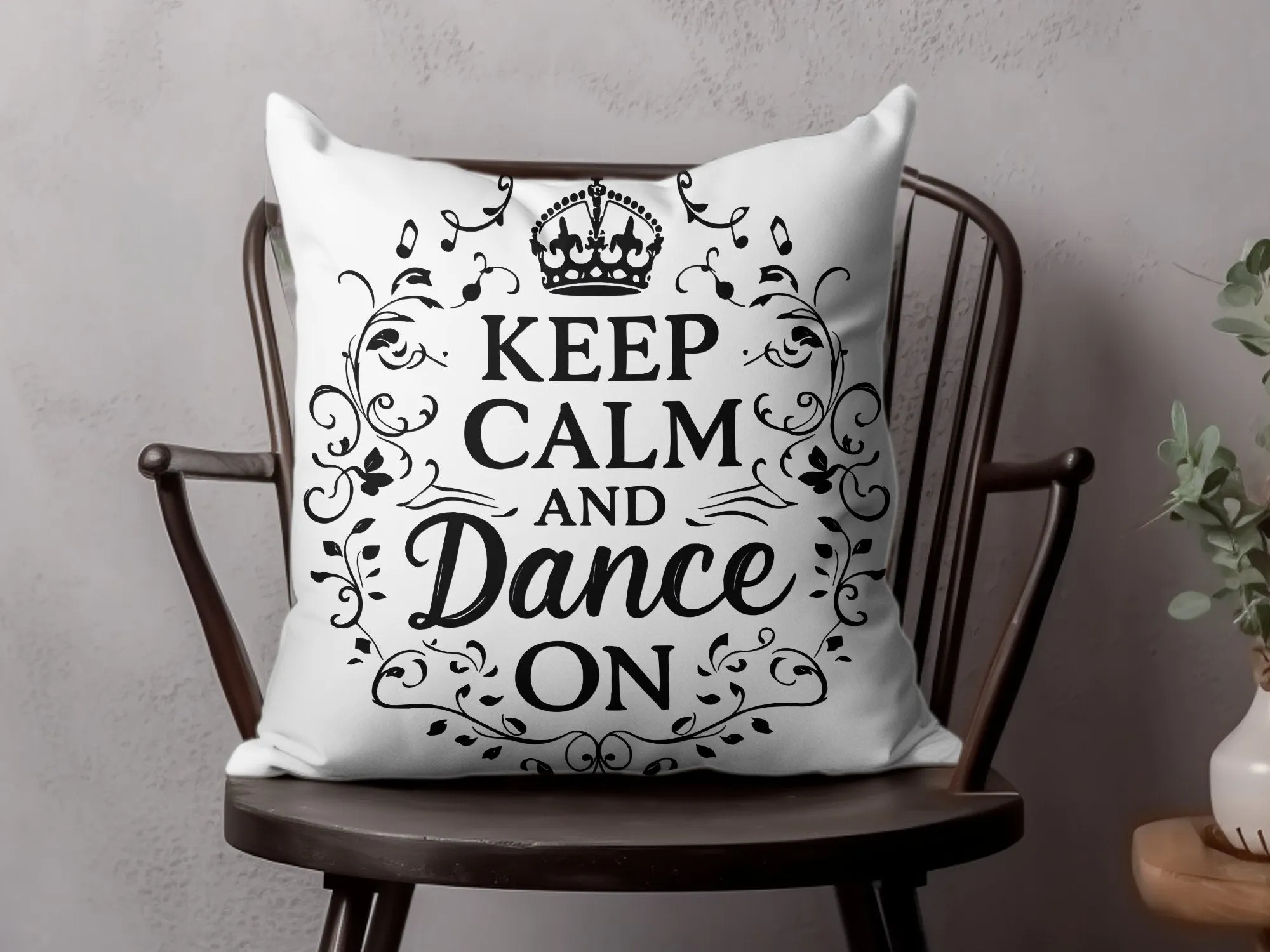 Keep Calm and Dance On Pillow Cover, Motivational Decorative Throw Pillow Cover, Dance Lover Gift, Home Decor Pillow Cover, Inspirational Pillow Cover