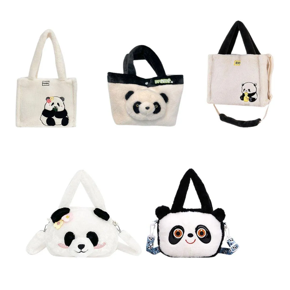 Kids Cartoon Panda Crossbody Bag Plush Ladies Shoulder Bag Cute Panda Design