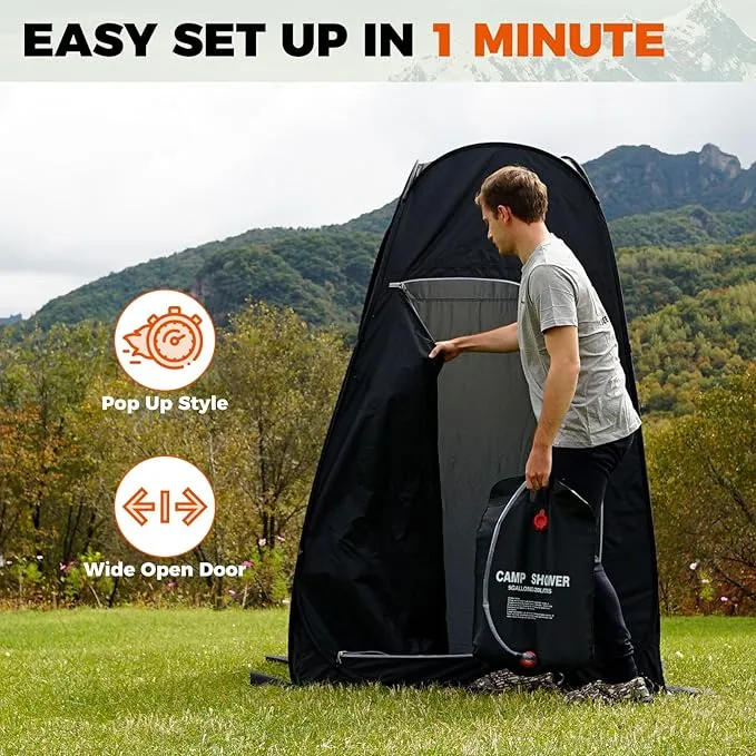 KingCamp Portable Shower Tent for Camping, Oversized Shower Privacy Tent Kit, Outdoor Changing Tent Dressing Tent for Backpacking Hiking