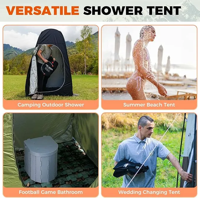 KingCamp Portable Shower Tent for Camping, Oversized Shower Privacy Tent Kit, Outdoor Changing Tent Dressing Tent for Backpacking Hiking