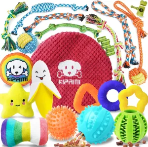 KIPRITII Puppy Toys for Dog Teething-25 Pack Assorted Puppy Chew Toys for Boredom with Rope Toys, Dog Treat Balls for Puppy and Small Dogs