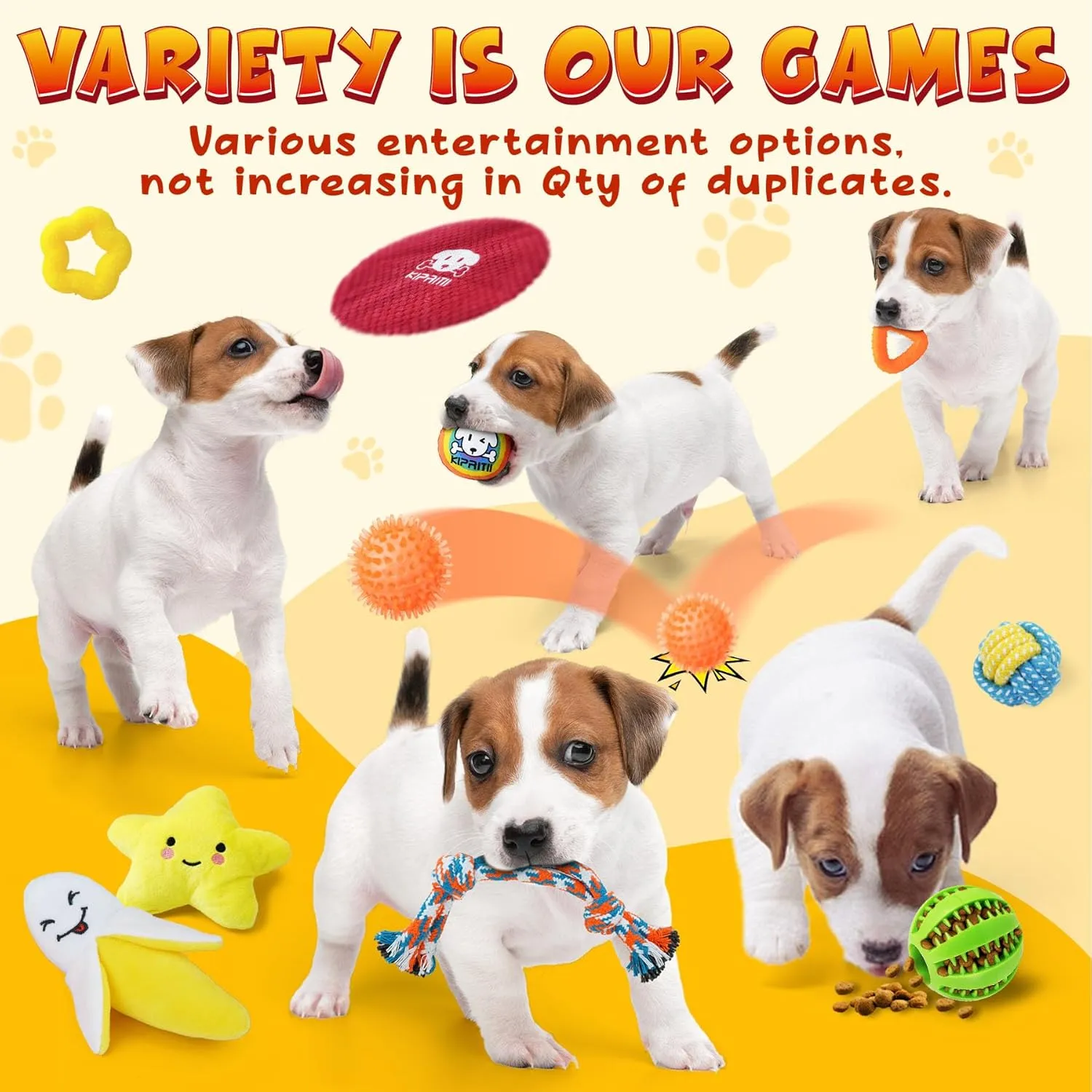 KIPRITII Puppy Toys for Dog Teething-25 Pack Assorted Puppy Chew Toys for Boredom with Rope Toys, Dog Treat Balls for Puppy and Small Dogs