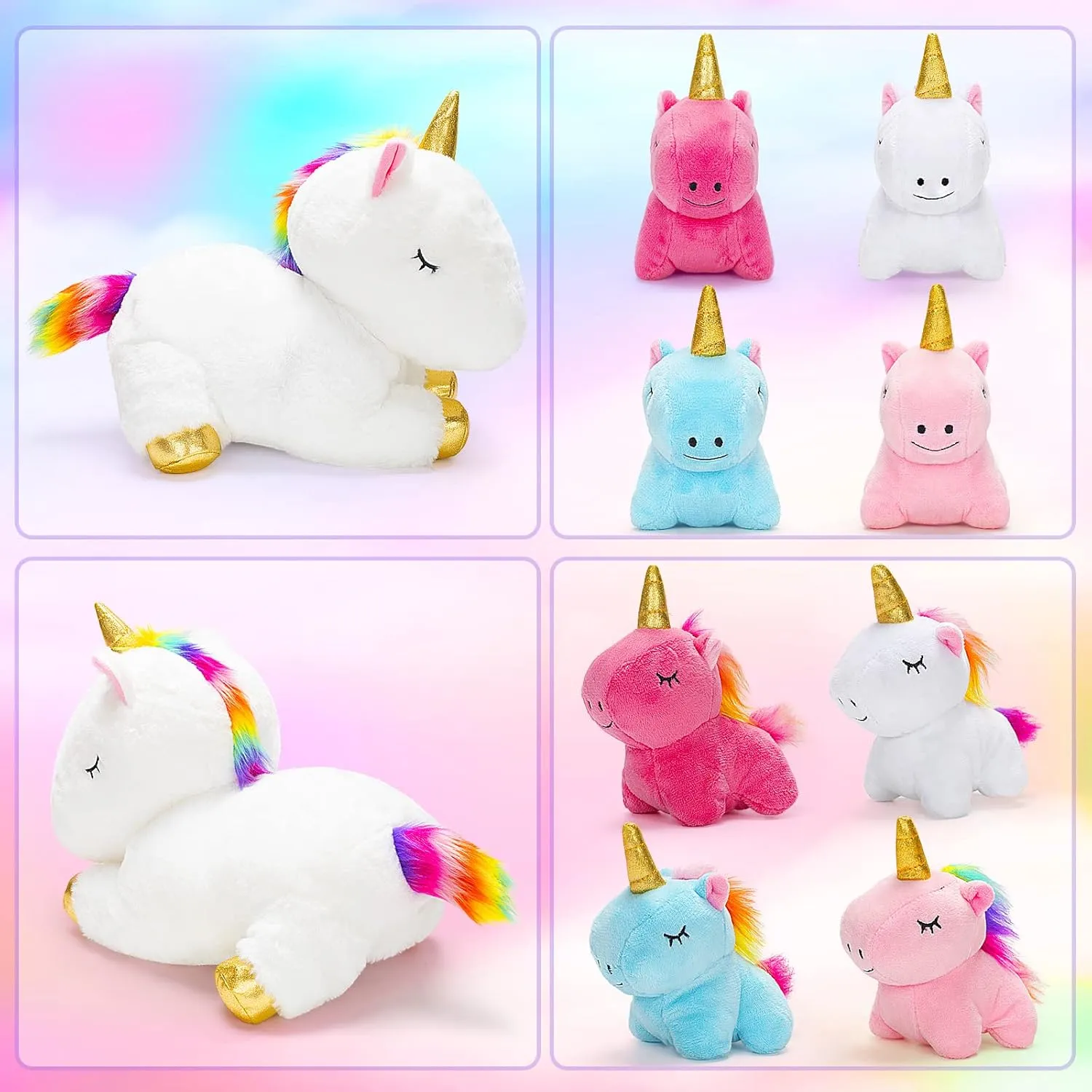 KMUYSL Toys for Girls Ages 3 4 5 6 7 8  Years - Unicorn Mommy Stuffed Animal with 4 Baby Unicorns in Her Tummy, Soft Unicorn Plush Toys Set, Christmas Birthday Gifts for Baby, Toddler, Kids