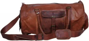Komal's Passion leather 24 Inch Mens Leather Duffle Sports Gym Overnight Travel Weekend Bag