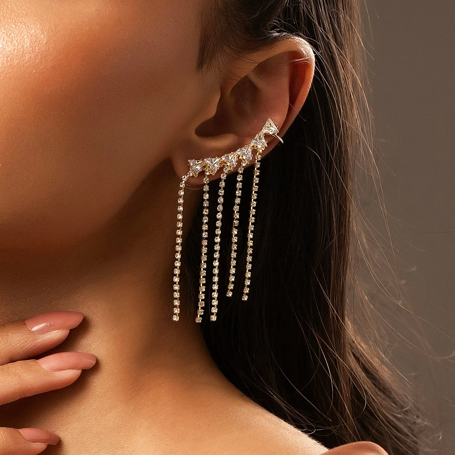 Korean Bling Sunbeam Glow Cuff Earrings