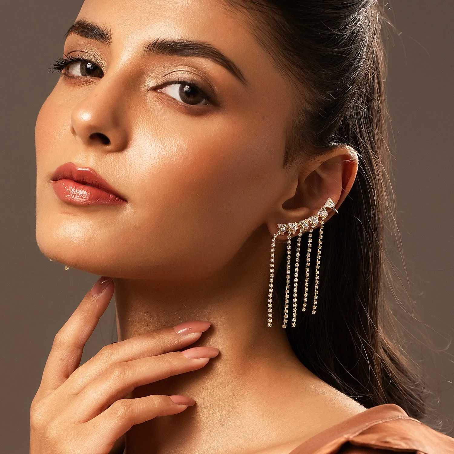 Korean Bling Sunbeam Glow Cuff Earrings