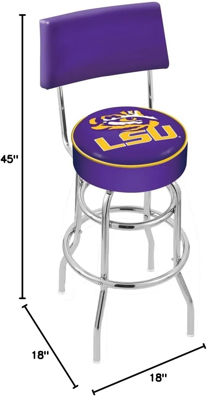 L7C4 - Chrome Double Ring Louisiana State Swivel Bar Stool with a Back by The Holland Bar Stool Company