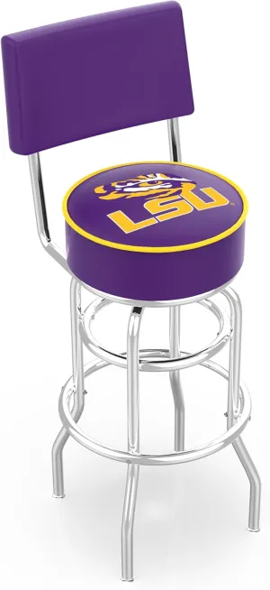 L7C4 - Chrome Double Ring Louisiana State Swivel Bar Stool with a Back by The Holland Bar Stool Company