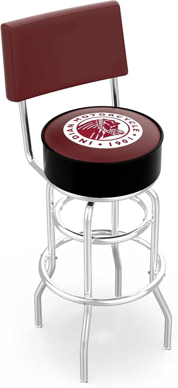 L7C4 Indian Motorcycle 30" Double-Ring Swivel Bar Stool with Chrome Finish