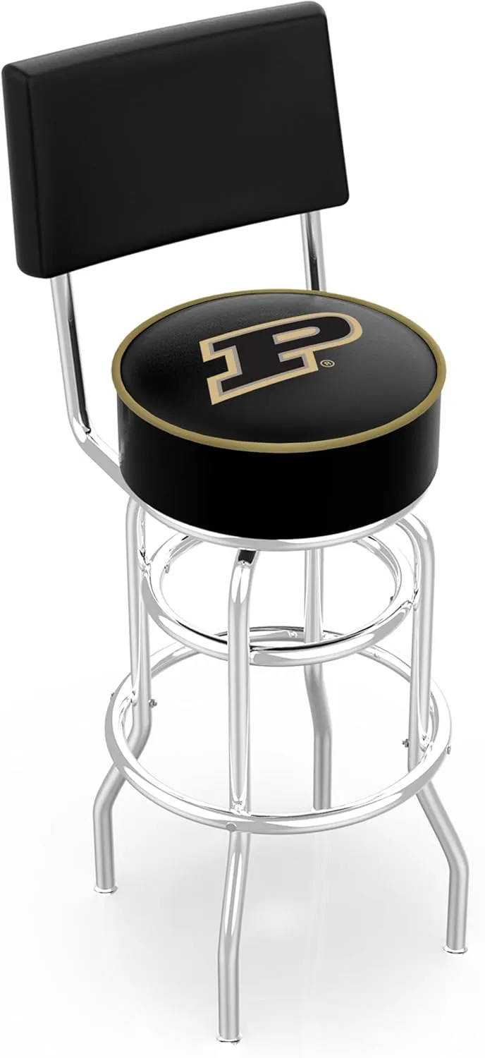 L7C4 Purdue 25" Double-Ring Swivel Counter Stool with Chrome Finish