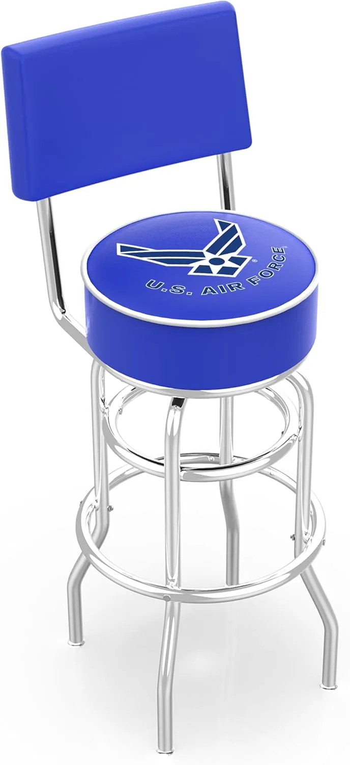 L7C4 U.S. Air Force 30" Double-Ring Swivel Bar Stool with Chrome Finish