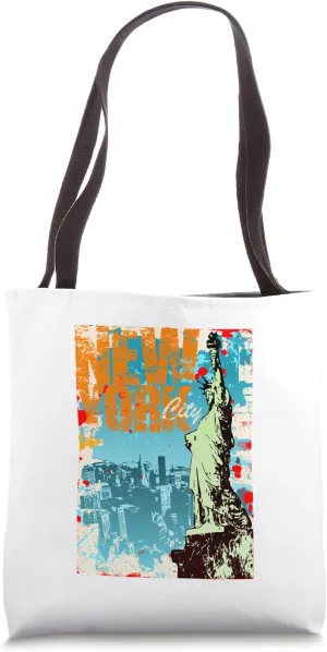 Lady Liberty New York Skyline Grunge Style Travel Poster Tote Bag
