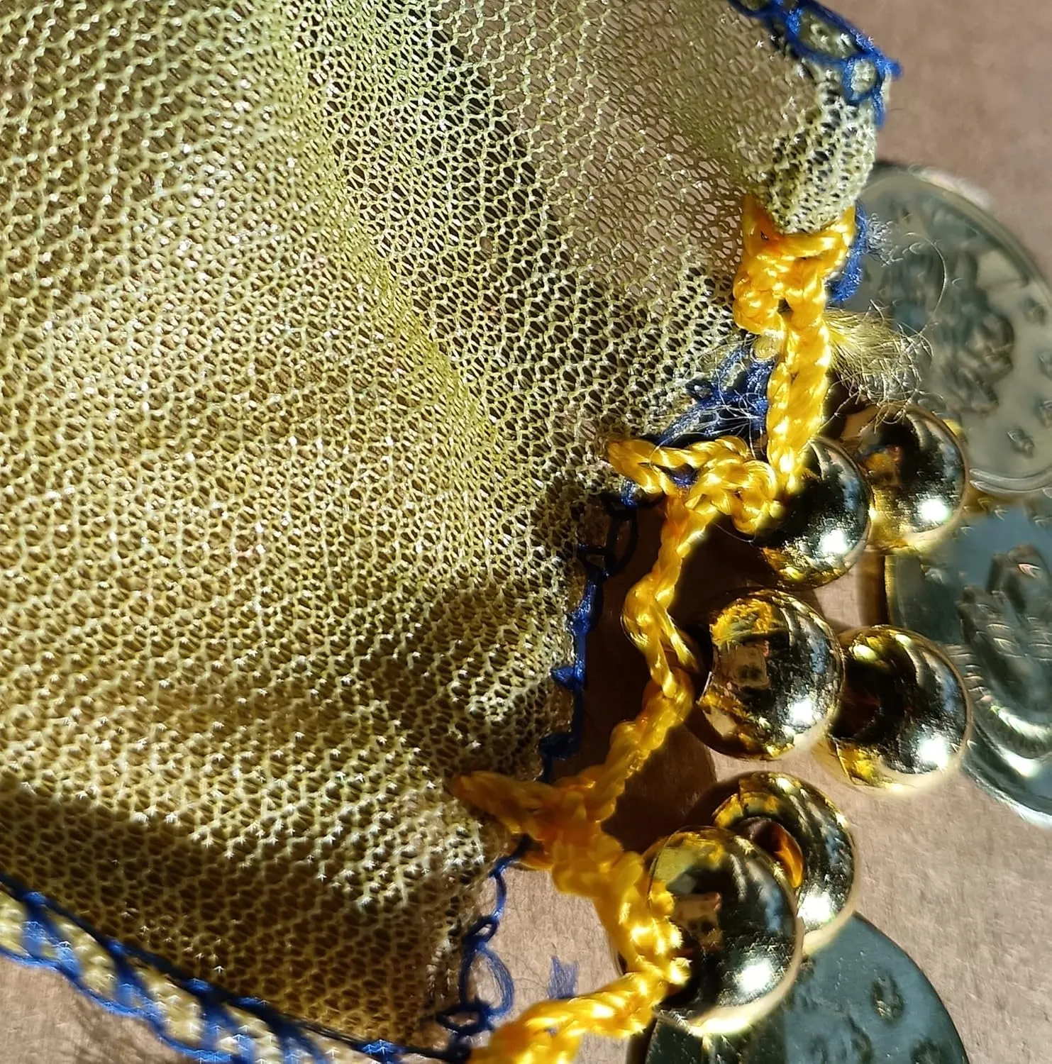 Lady's Wave Shape Belly Dance Hip Scarf Skirt with Gold Coins Chiffon Belly Dancing Gradual Colorful Belt Accessory