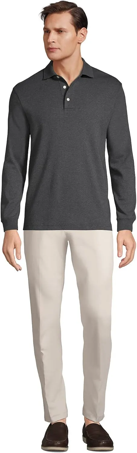 Lands' End Men's Long Sleeve American-Grown Supima Cotton Polo Shirt