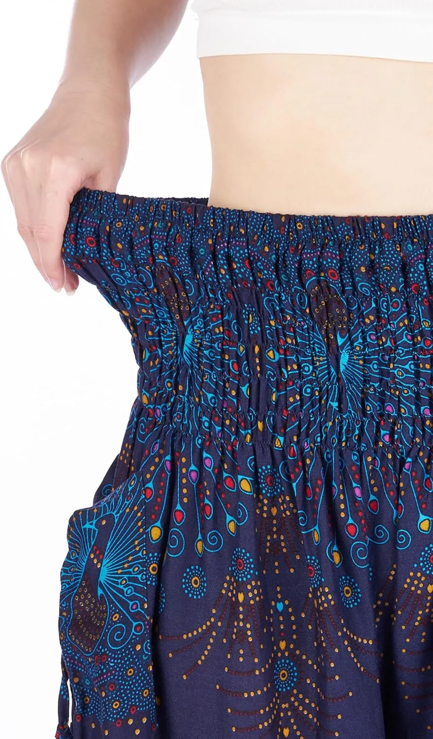Lannaclothesdesign Harem Pants Women High Waist Bohemian Yoga Pants with Pockets - Boho Hippie Clothes
