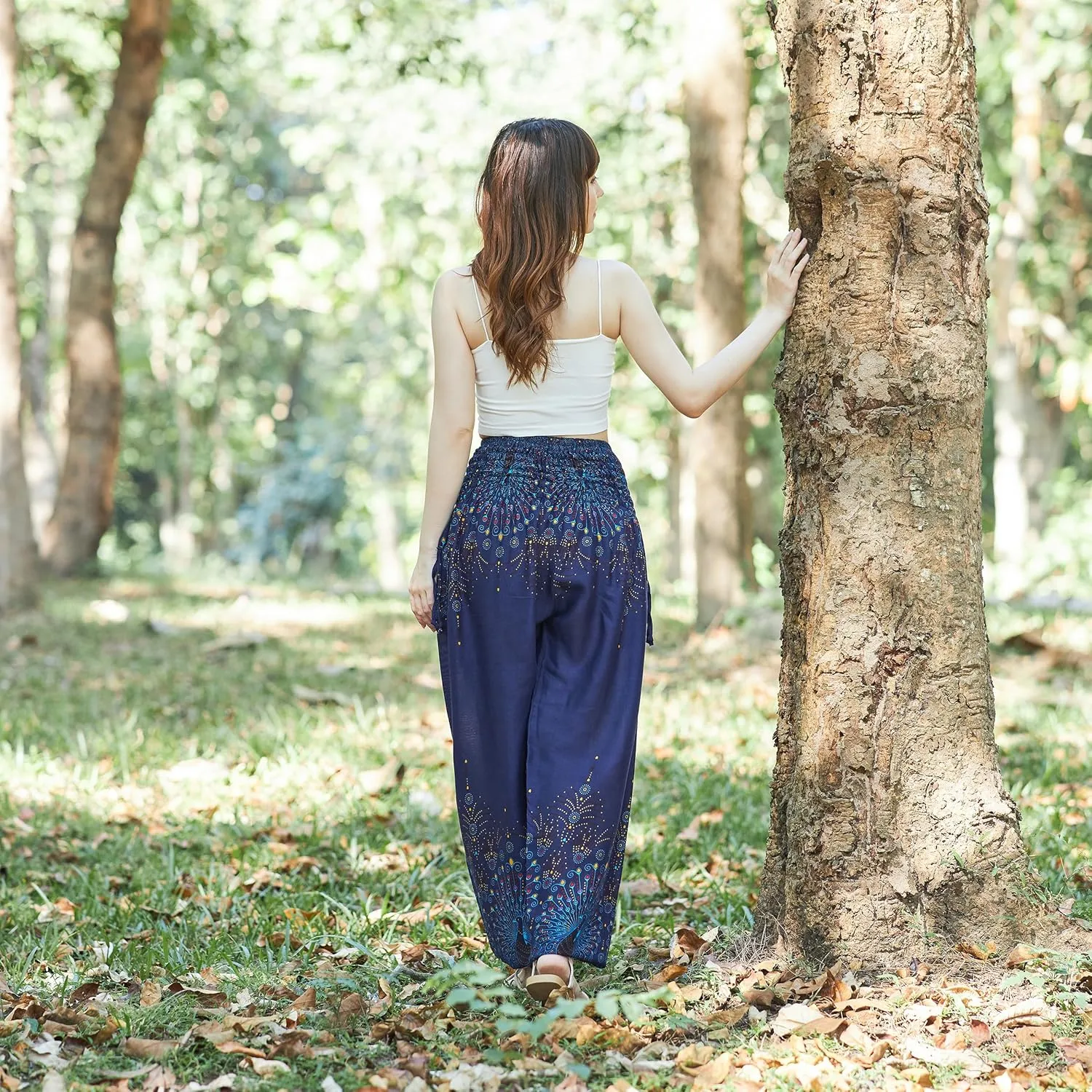 Lannaclothesdesign Harem Pants Women High Waist Bohemian Yoga Pants with Pockets - Boho Hippie Clothes